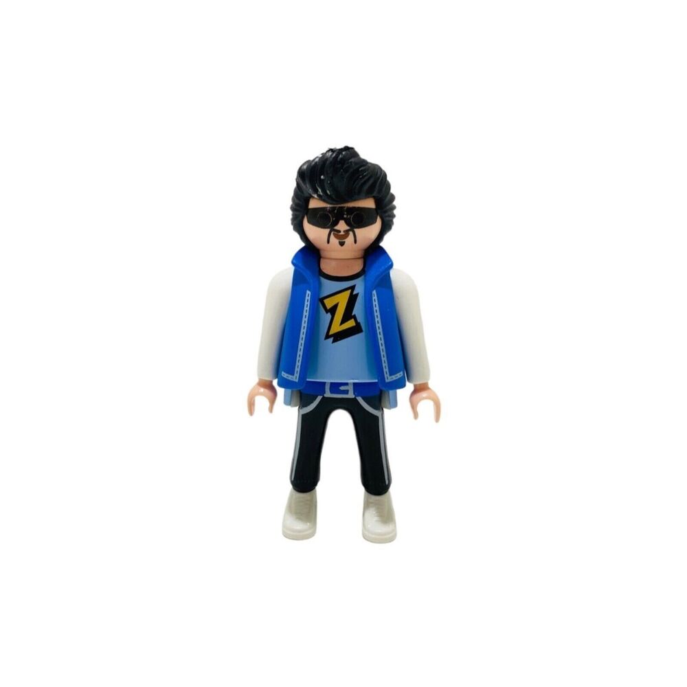 Playmobile 1992 Rocker Z Geobro Figure 2 Inch Black and Blue and White